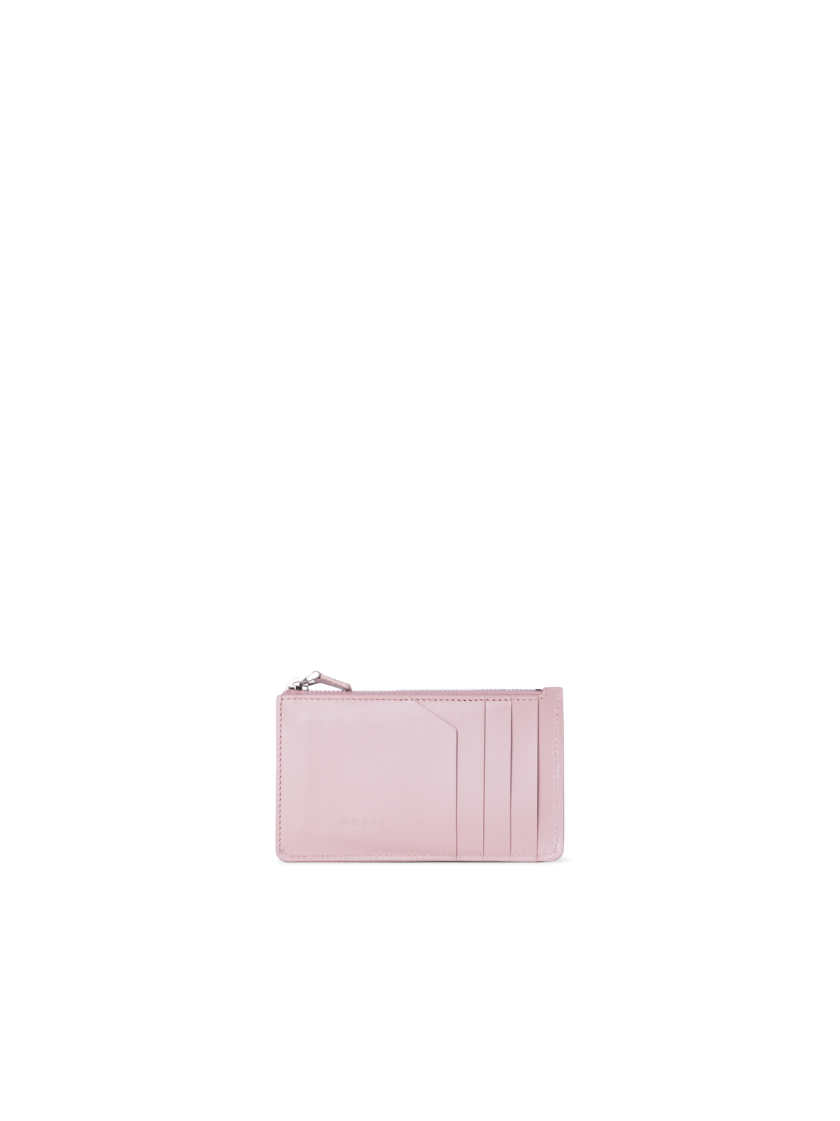 Designer Zipped Card Holder in Horsehair and Leather - pink