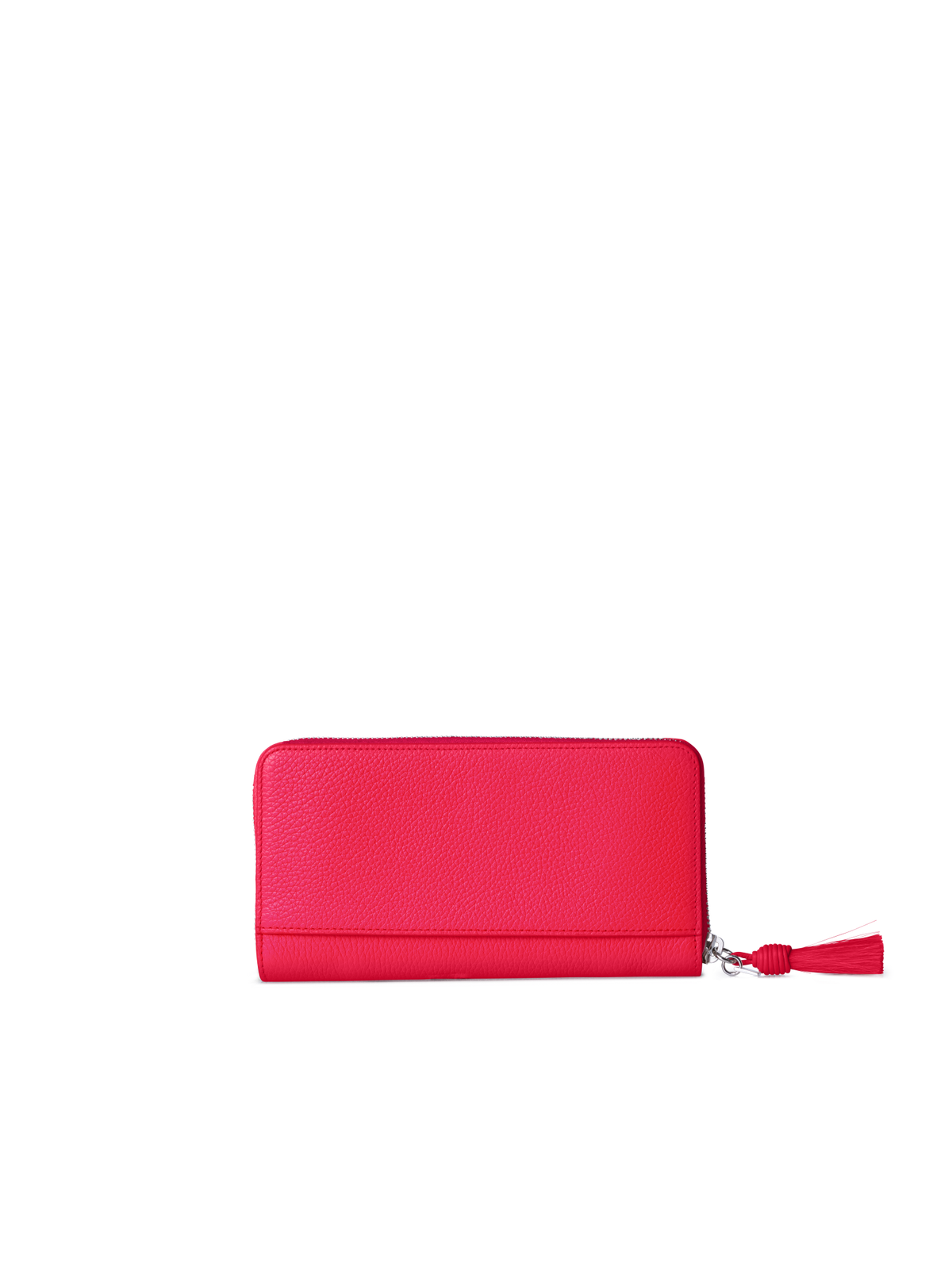 Designer Long Zip Around Wallet in Leather - red