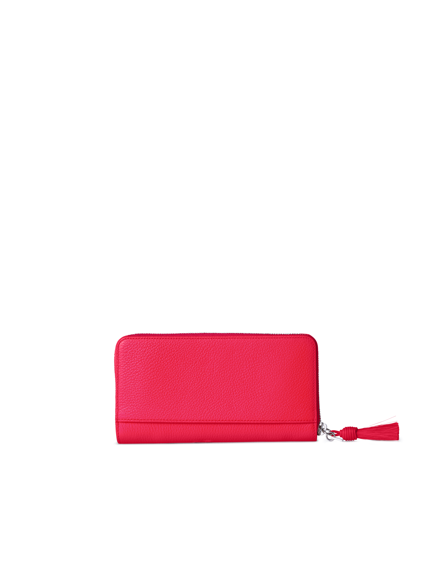 Designer Long Zip Around Wallet in Leather - red