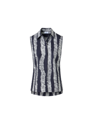 Designer Scribble Wave Print Cotton Blouse - multicolor