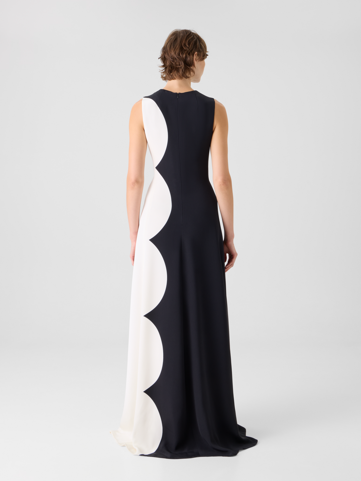 Designer Silk Gown with Cloud Print - multicolor