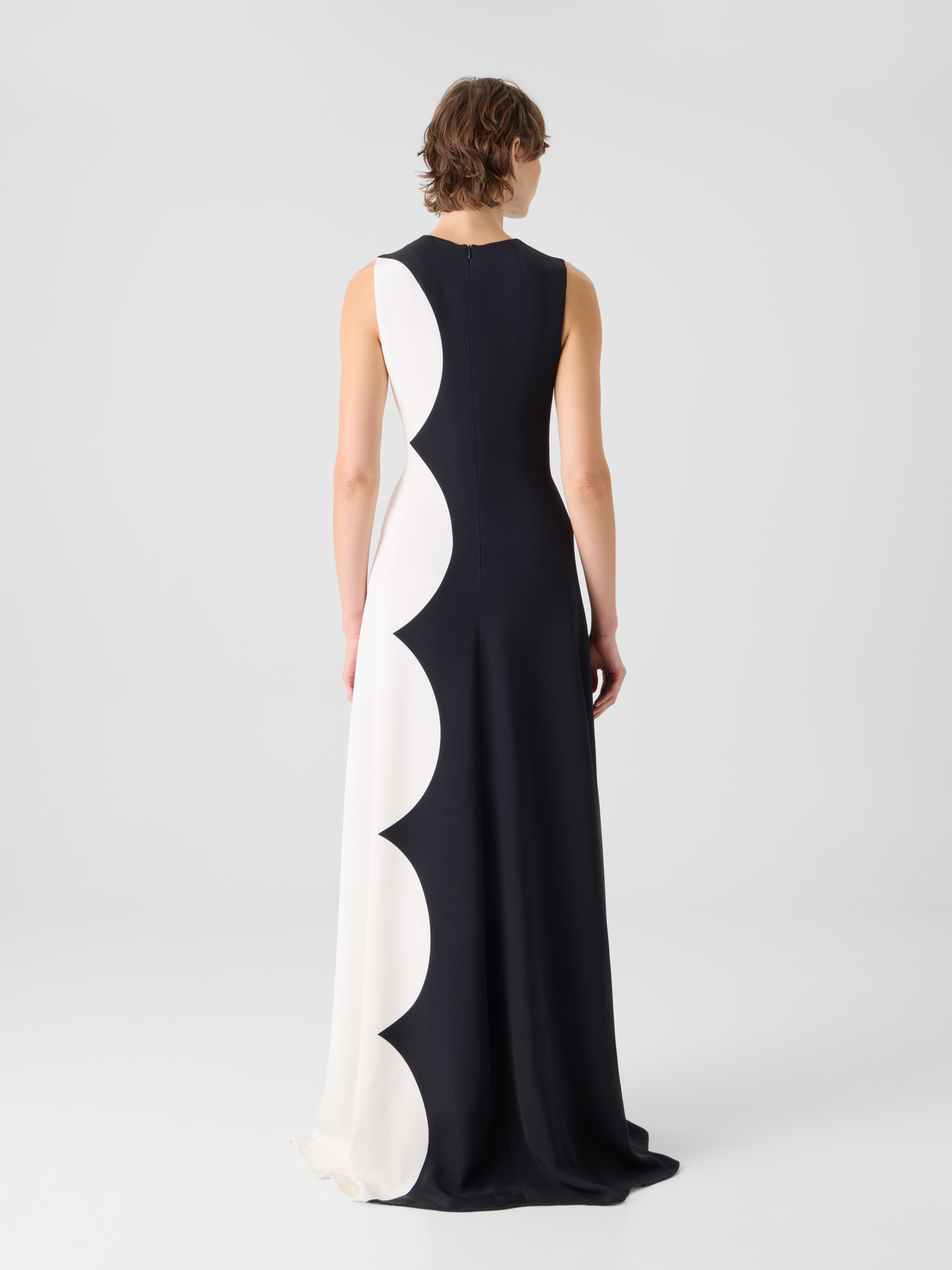 Designer Silk Gown with Cloud Print - multicolor