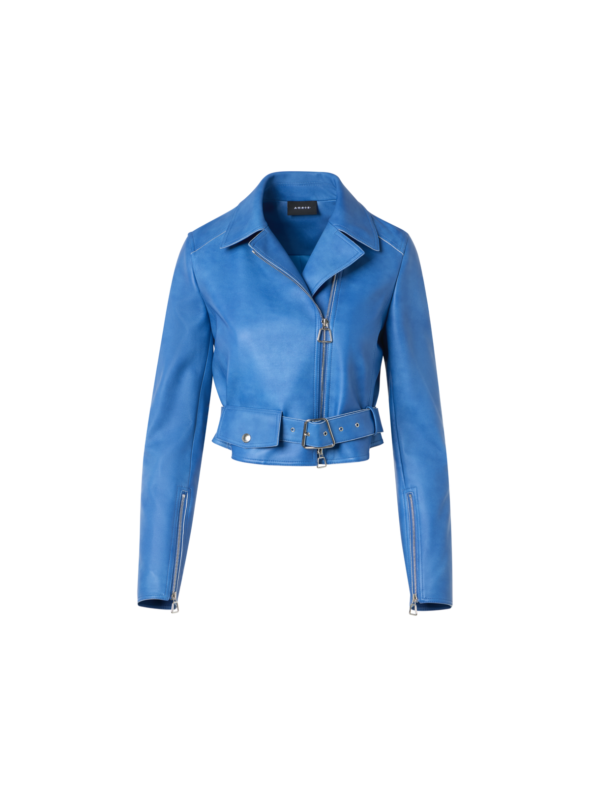 Designer Vintage Lamb Nappa Biker Jacket - blue