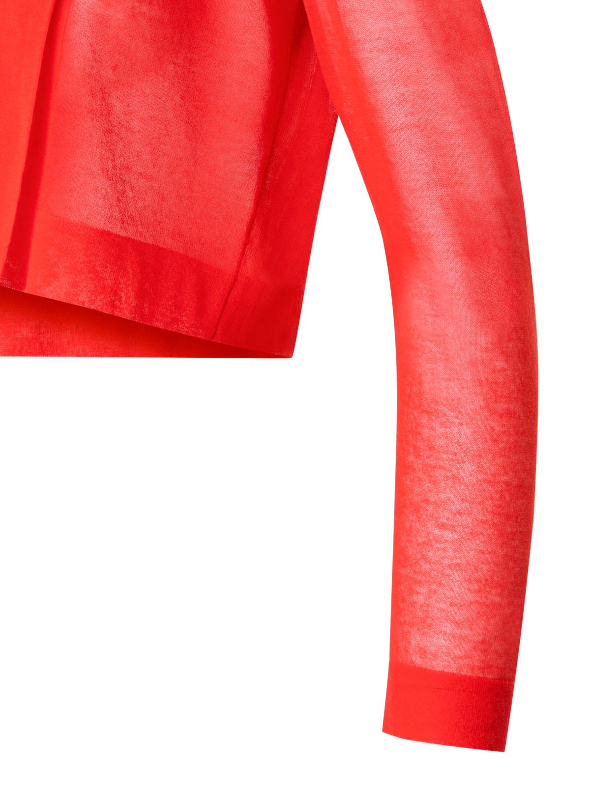 Designer Short Cardigan in Semi-Sheer Cotton Blend - red