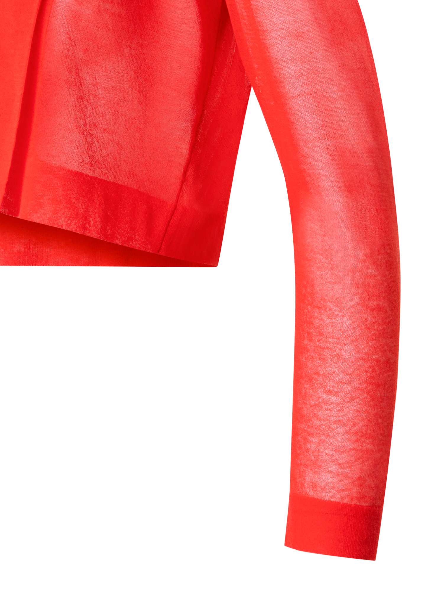 Designer Short Cardigan in Semi-Sheer Cotton Blend - red