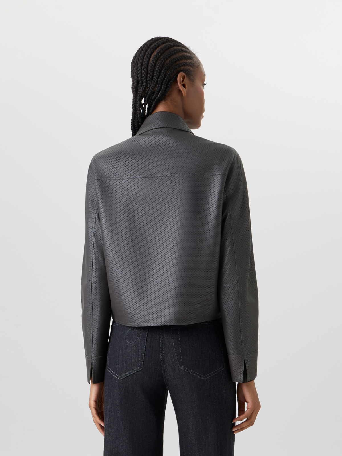 Designer Long-Sleeve Signature Pin Dot Lamb Nappa Leather Motorbike Jacket - green #editorial