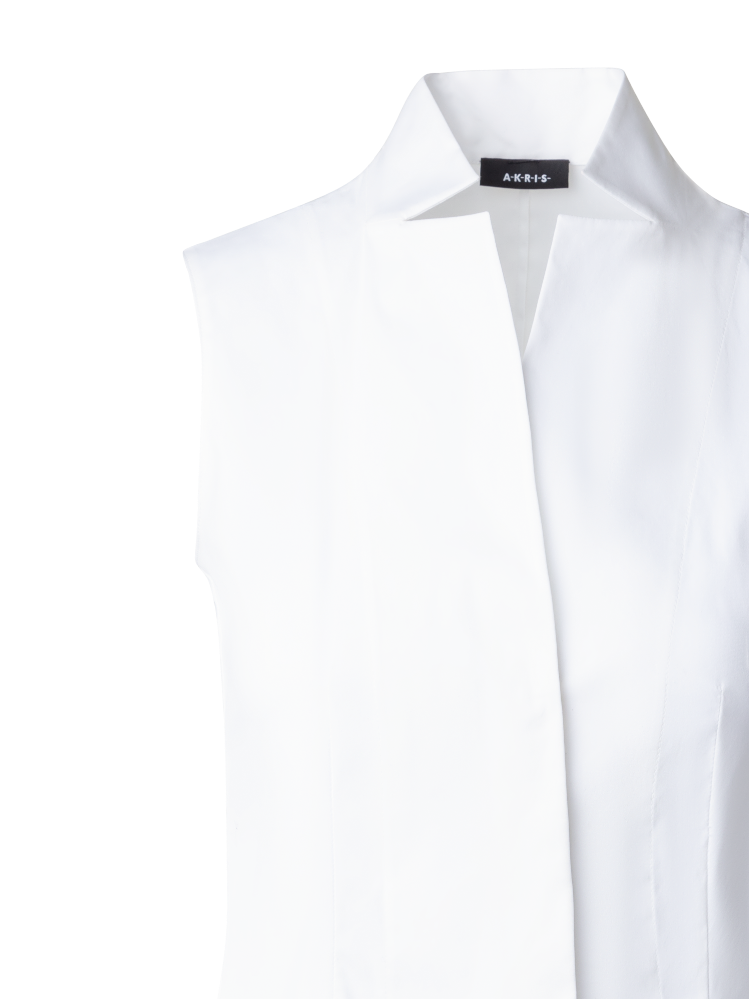Designer Sleeveless Cotton Stretch Gilet Blouse - white