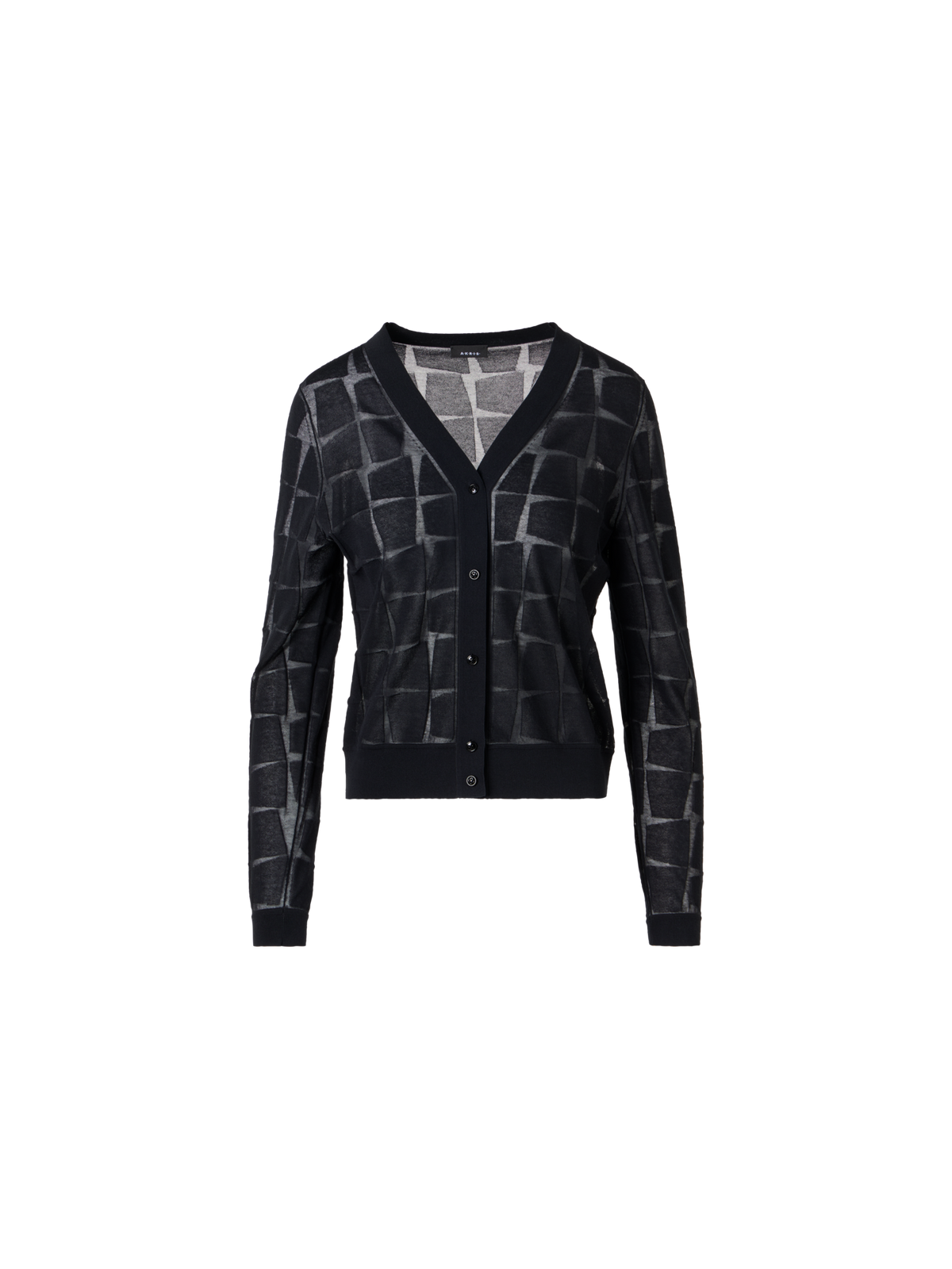 Designer Long-Sleeve Trapezoid Jacquard Knit Cardigan - black