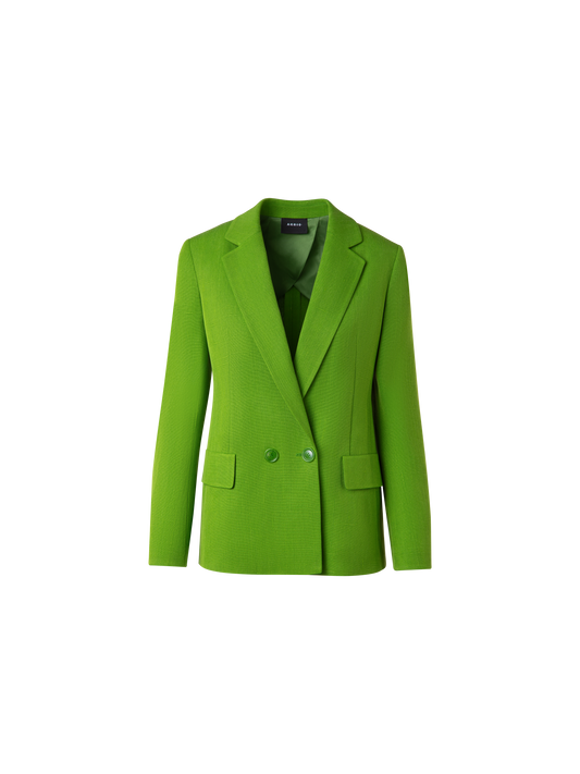 Designer Double Breasted Blazer in Shantung Silk - green