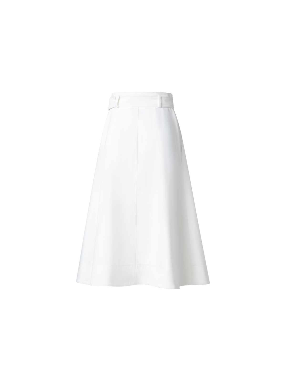 Designer A-Line Denim Skirt in Cotton - ecru - white