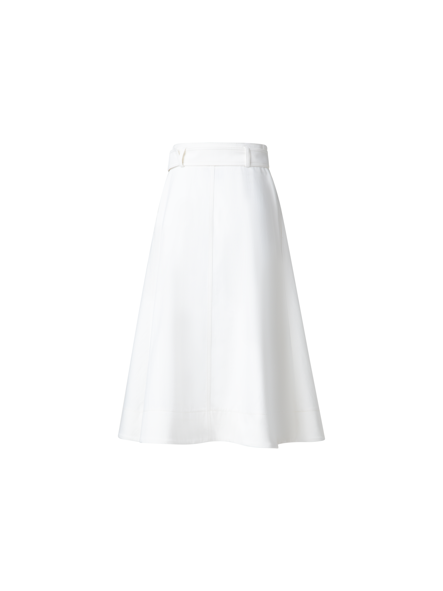 Designer A-Line Denim Skirt in Cotton - ecru - white