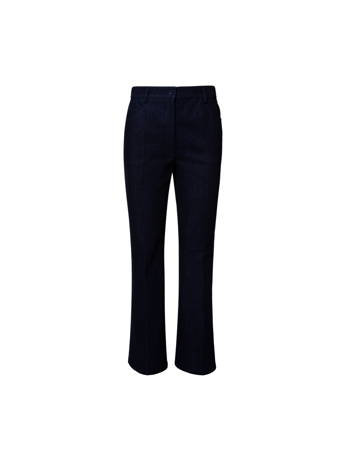 Designer Cropped Bootcut Cotton Denim Stretch Pants - navy - blue