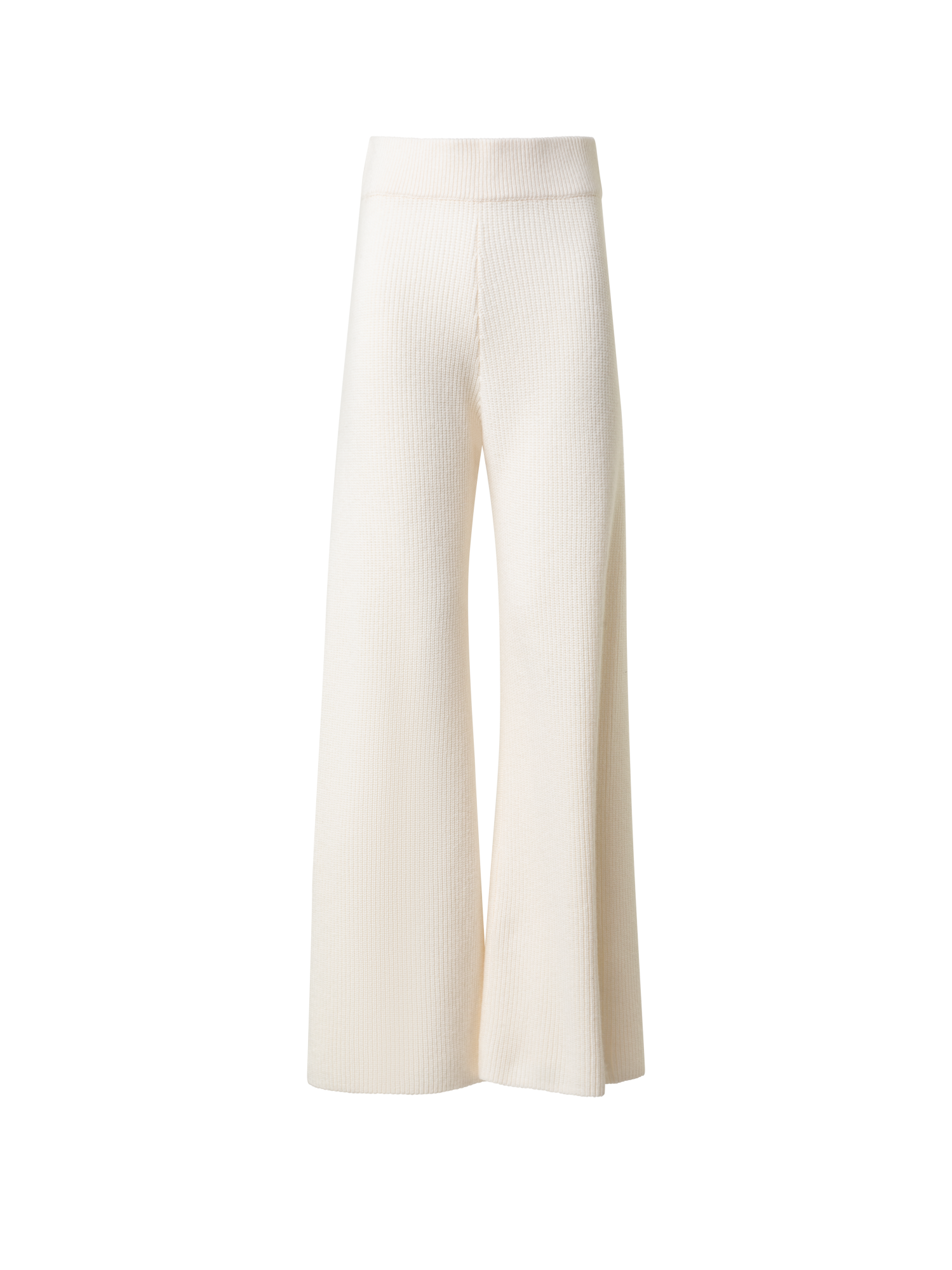 Designer Wide Wool Cashmere Blend Knit Pants - ecru - white