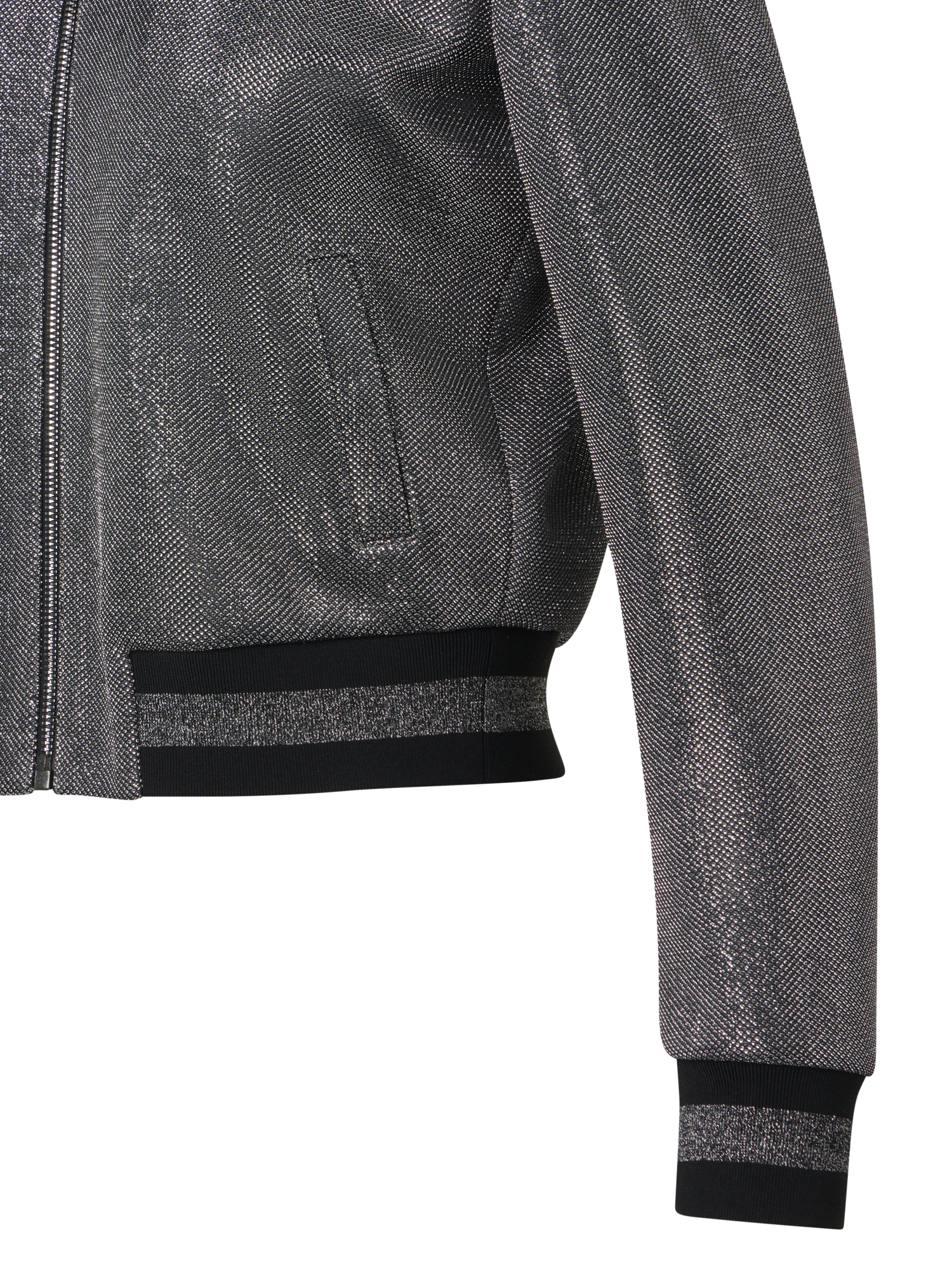 Designer Metallic Birdseye Jersey Bomber Jacket - grey