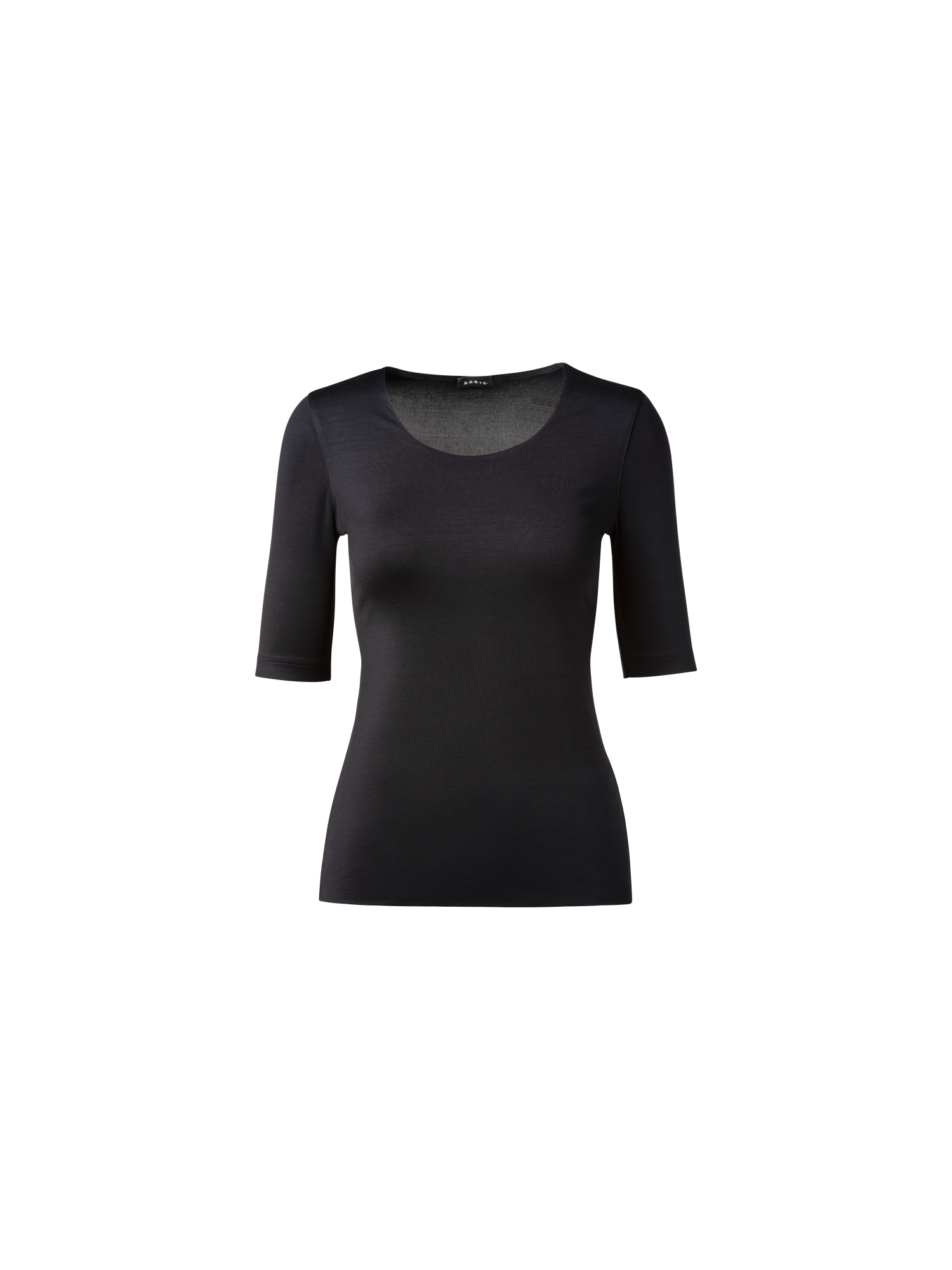 Designer 3/4 Length Sleeve Shirt from Silk Jersey - black