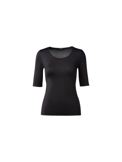 Designer 3/4 Length Sleeve Shirt from Silk Jersey - black