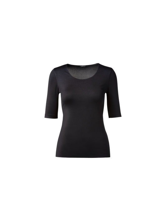 Designer 3/4 Length Sleeve Shirt from Silk Jersey - black