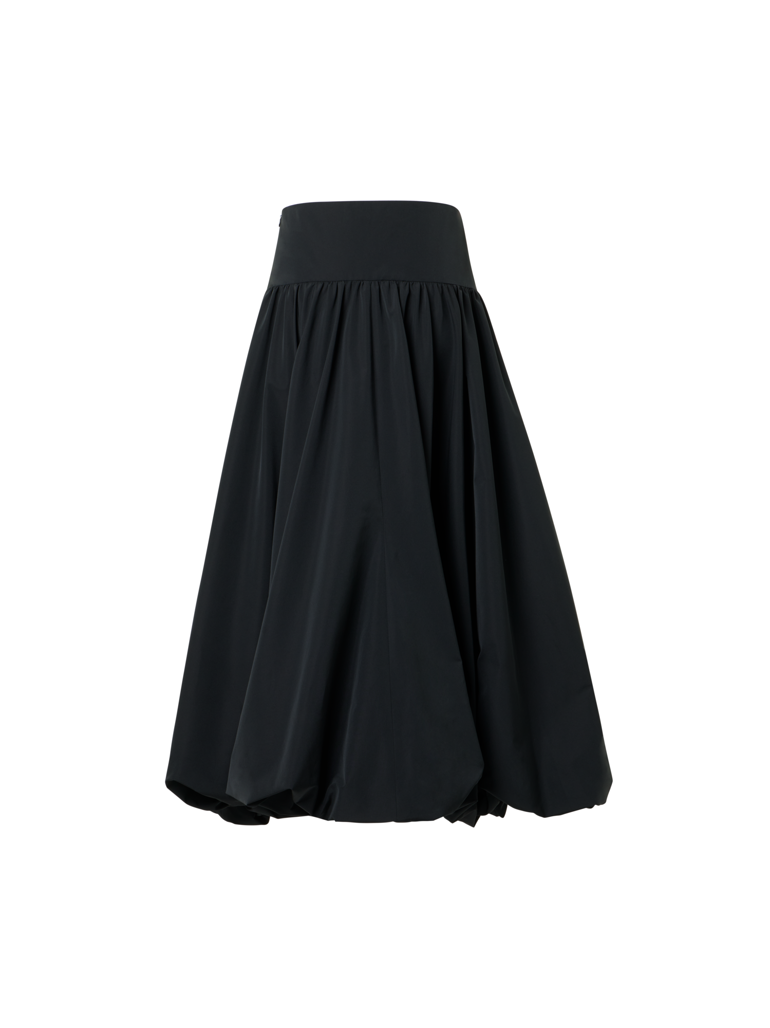 Designer Flounced Midi Taffeta Skirt - black