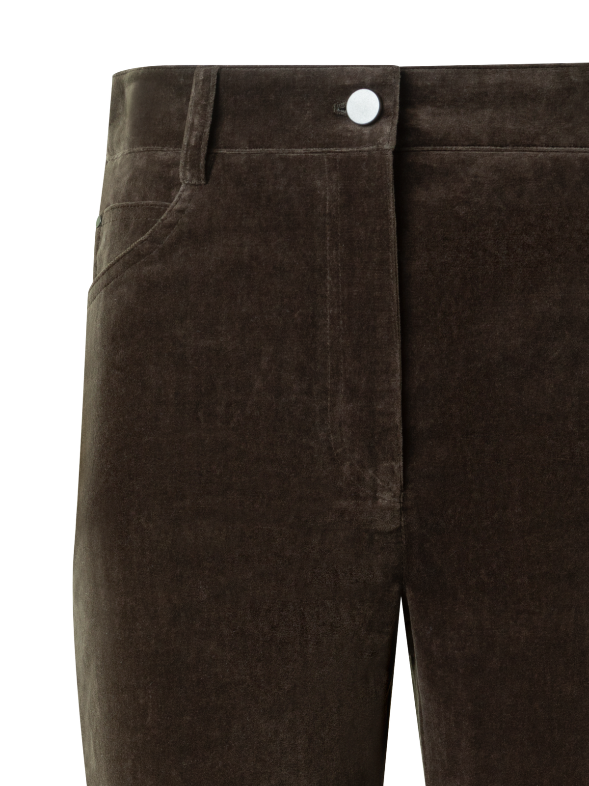 Designer Cropped Bootcut Stretch Cotton Velvet Pants - neutral - brown