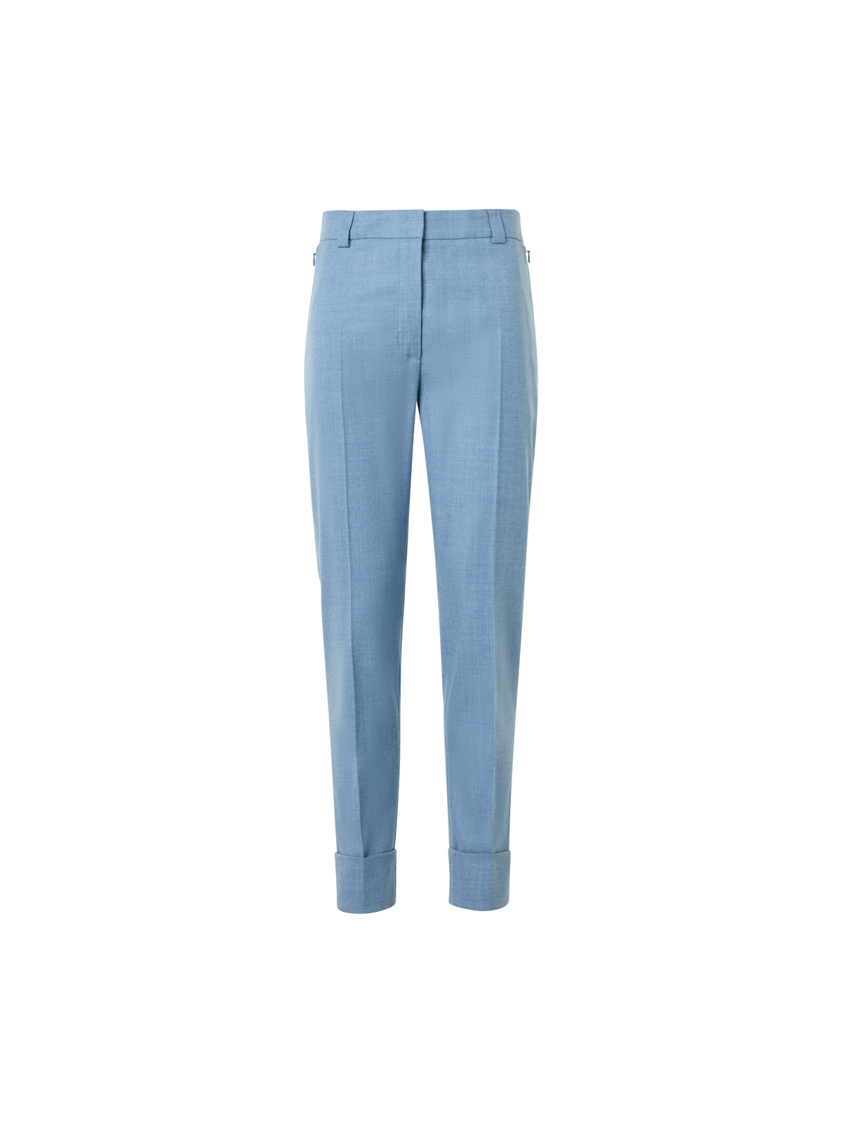 Designer Cropped Tapered Wool Flannel Pants - blue