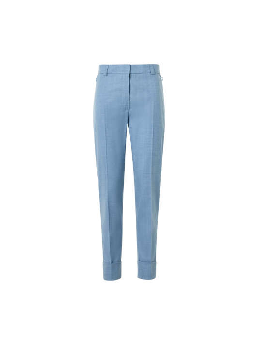 Designer Cropped Tapered Wool Flannel Pants - blue