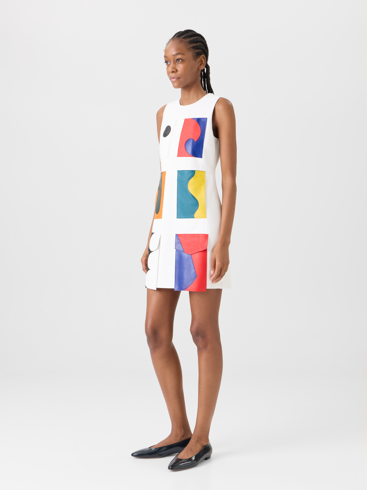 Designer Short Sheath Dress with Paravent Patchwork - multicolor #editorial
