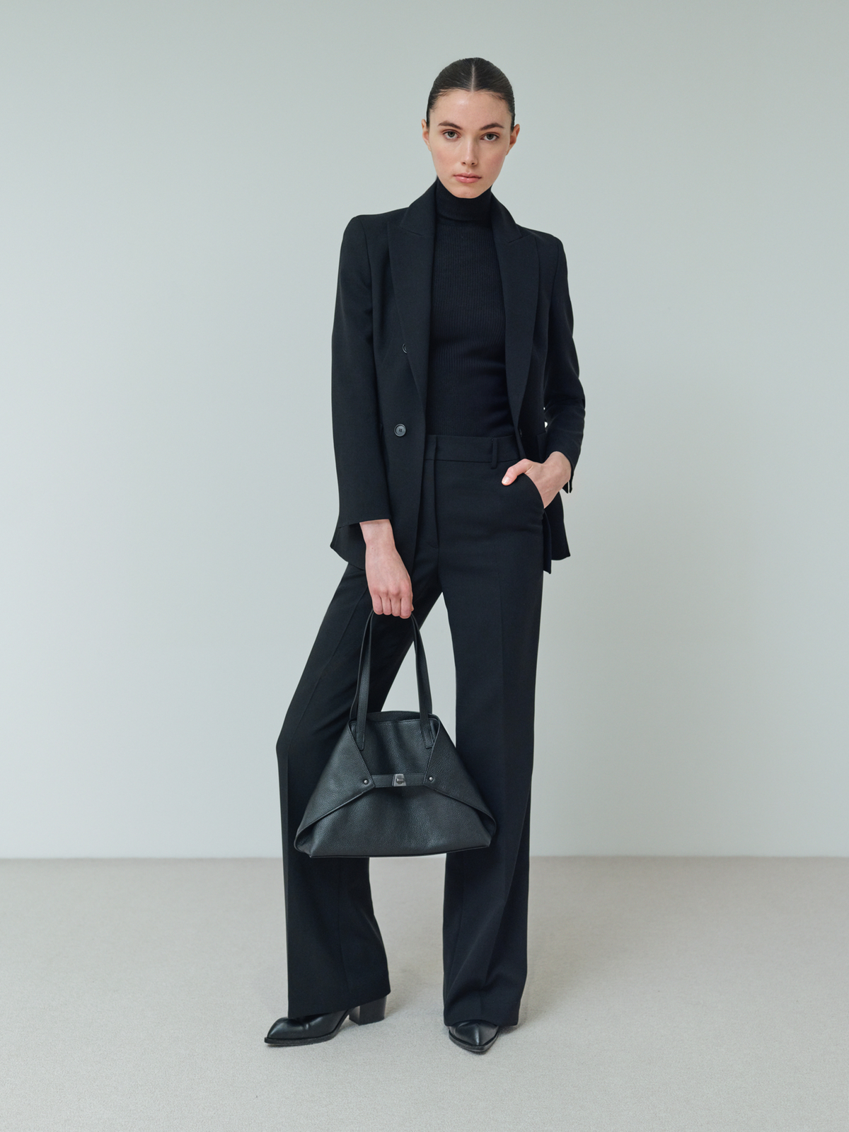 Designer Ai Small Shoulder Tote - neutral - black #editorial