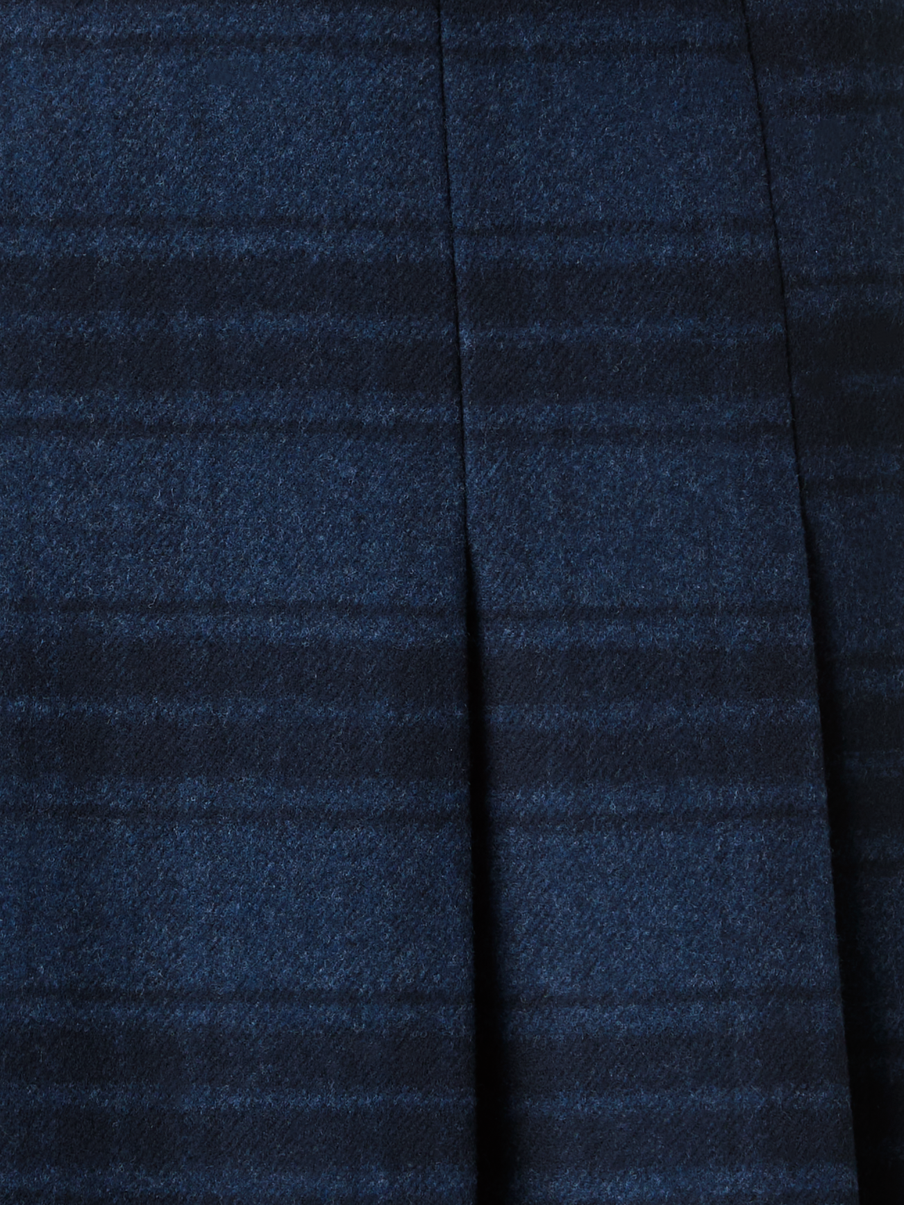 Designer Half-Pleated Wool Double-Face Plaid Mini Skirt - neutral - navy - blue - multicolor