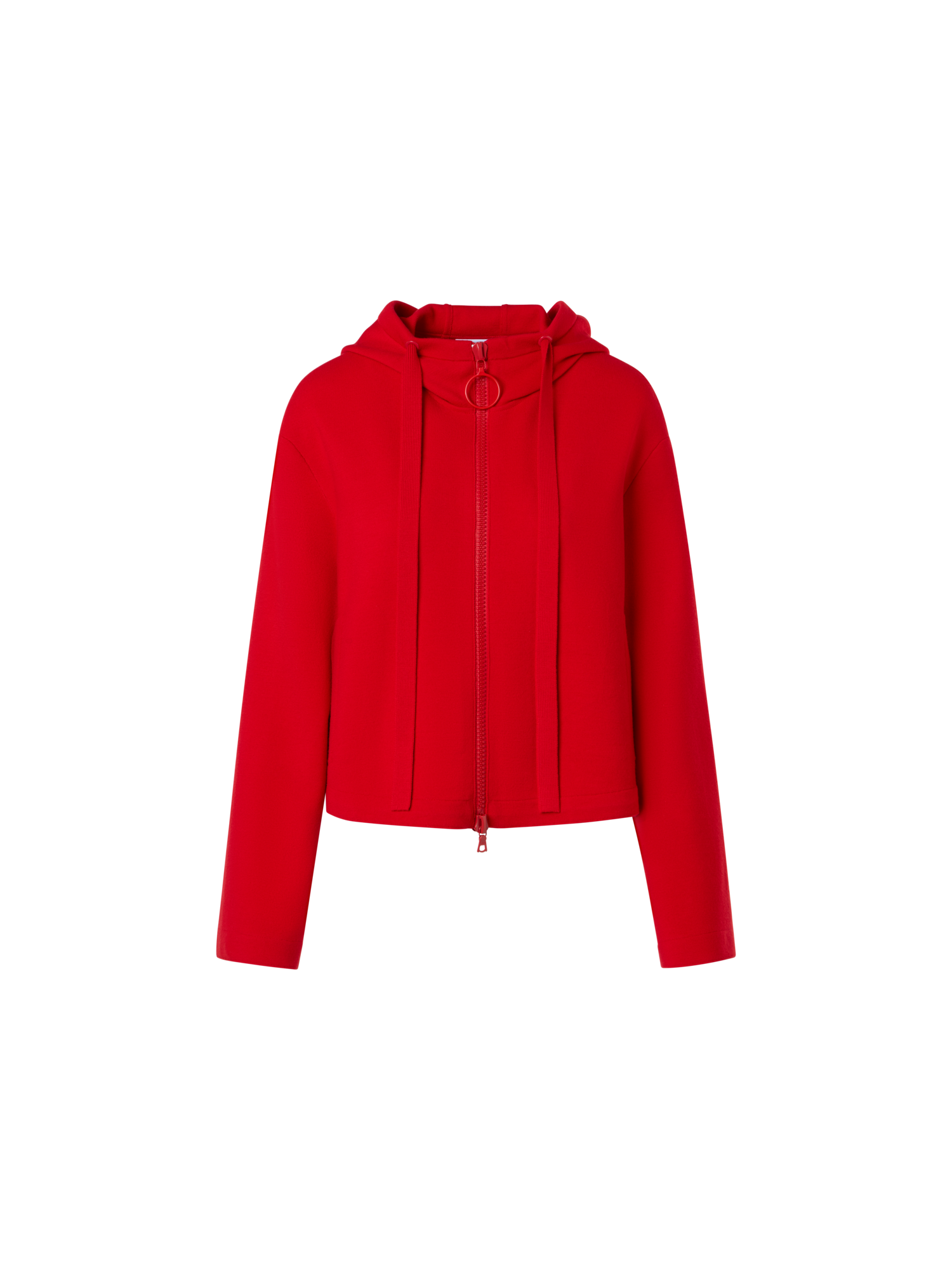Designer Cropped Milano Knit Hoodie Jacket - red