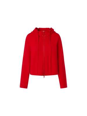 Designer Cropped Milano Knit Hoodie Jacket - red