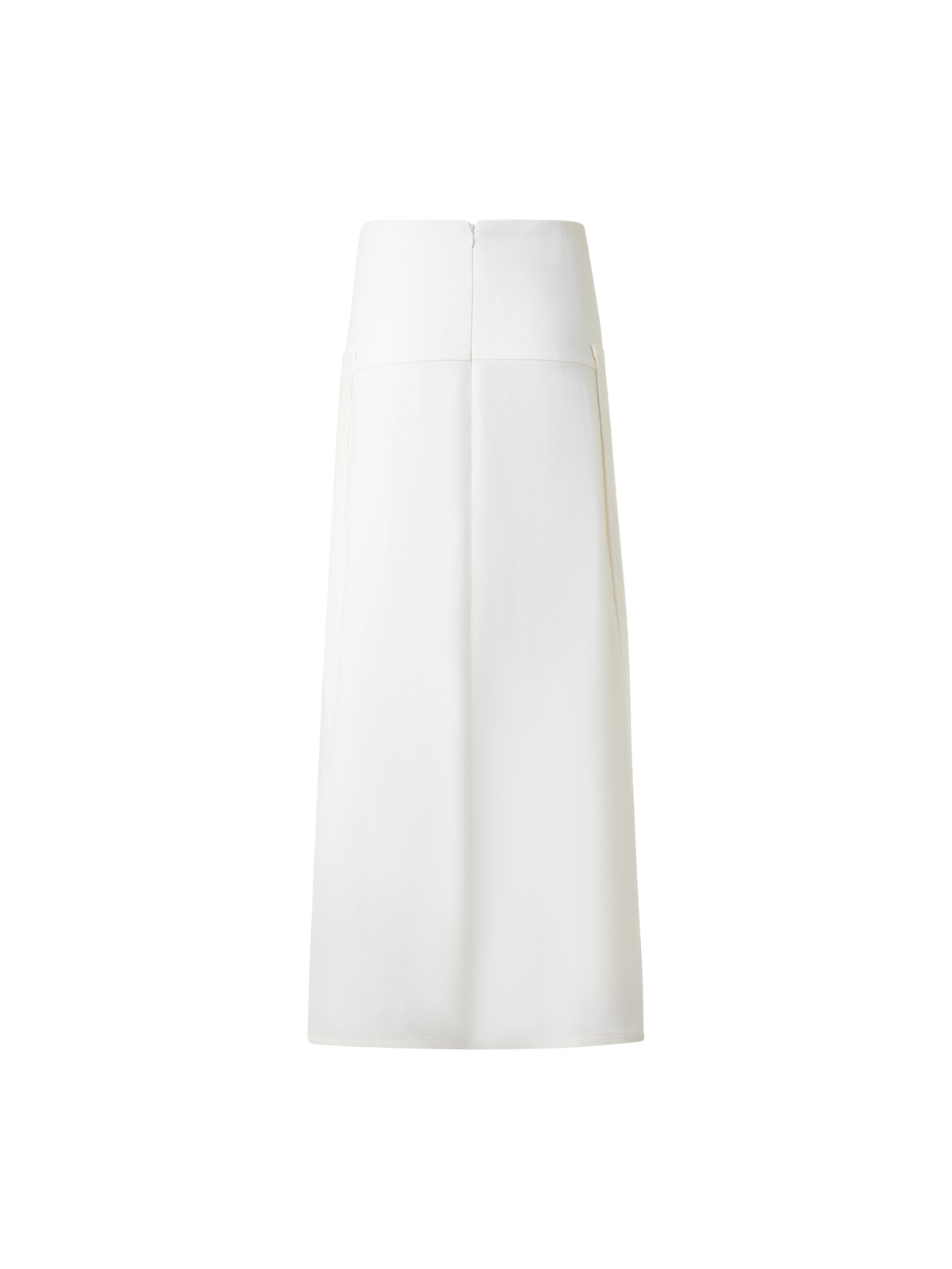Designer Pleated Midi Skirt in Linen Wool Blend - neutral - ecru - white