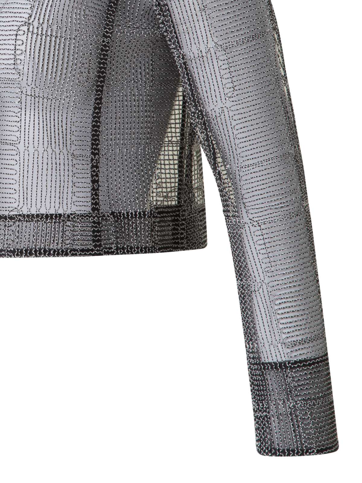 Designer Short Jacket in Square on Tulle Embroidery - black