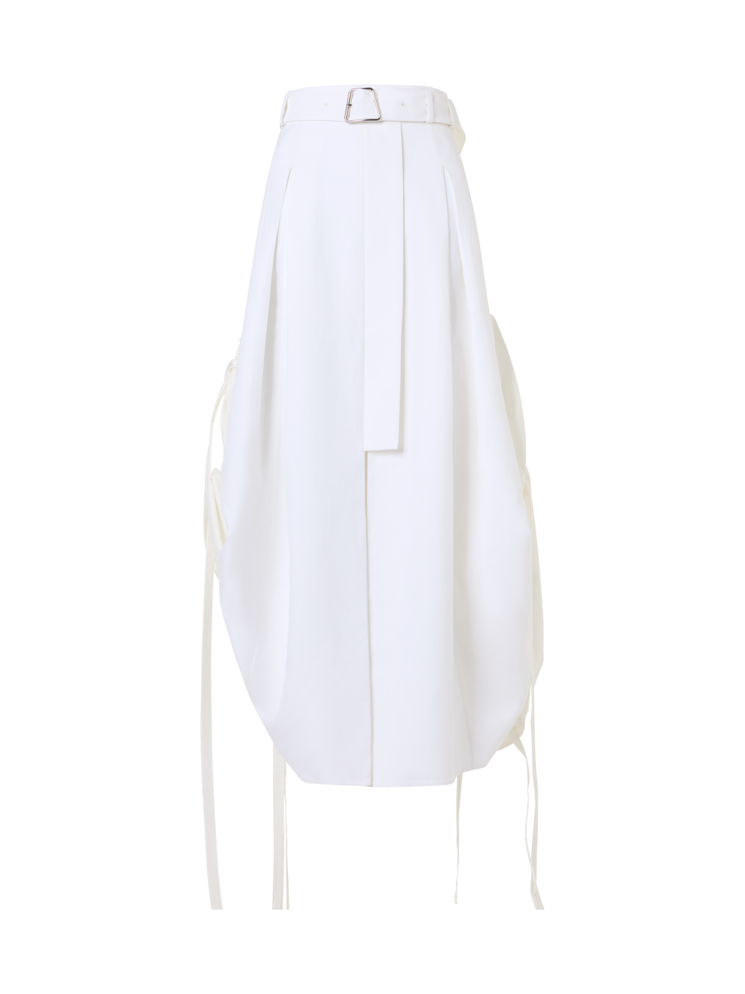 Designer Cotton Midi Skirt with Drawstrings - ecru