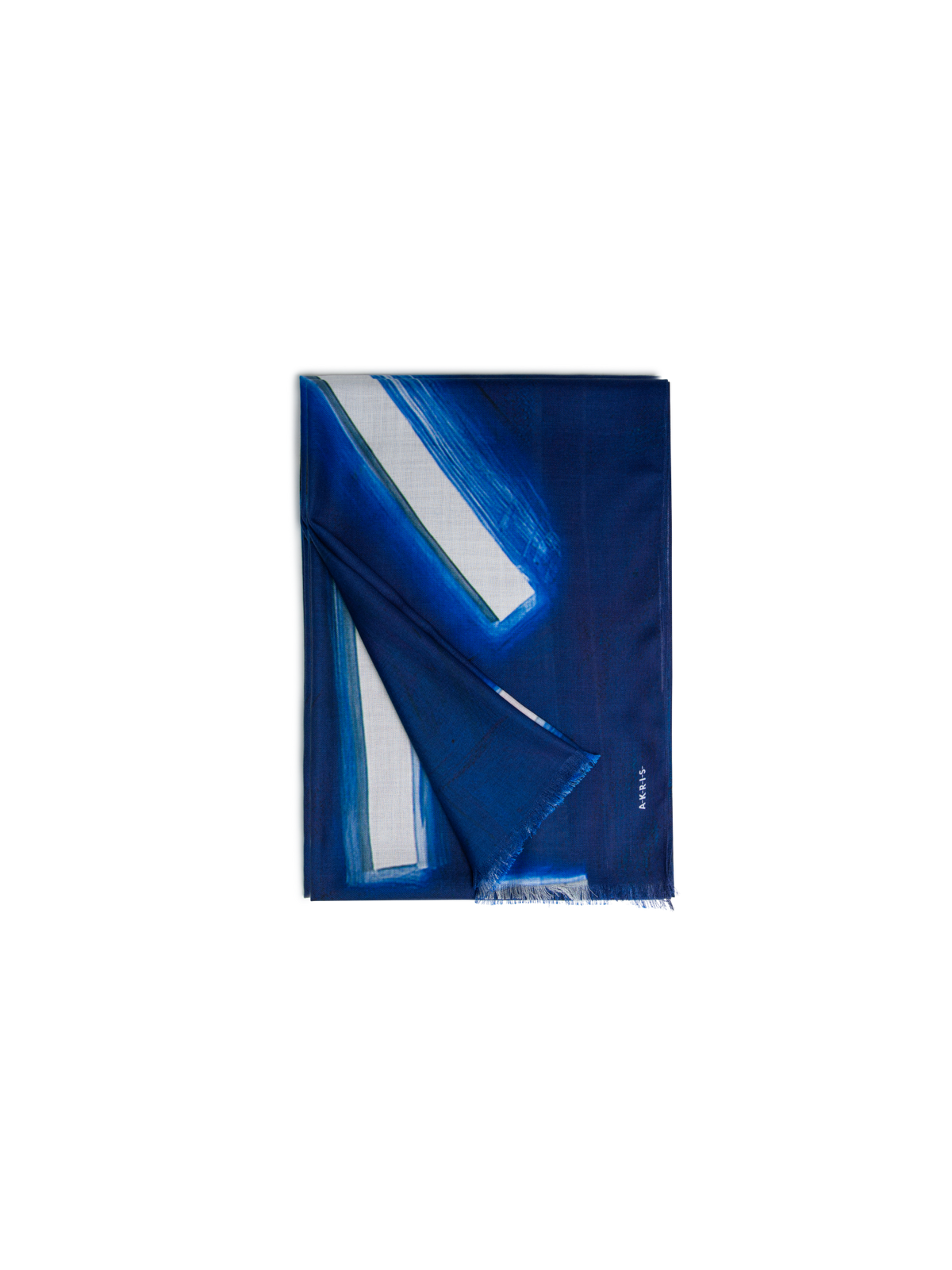 Designer Cashmere Silk Scarf with Blue Angel Print - blue - multicolor