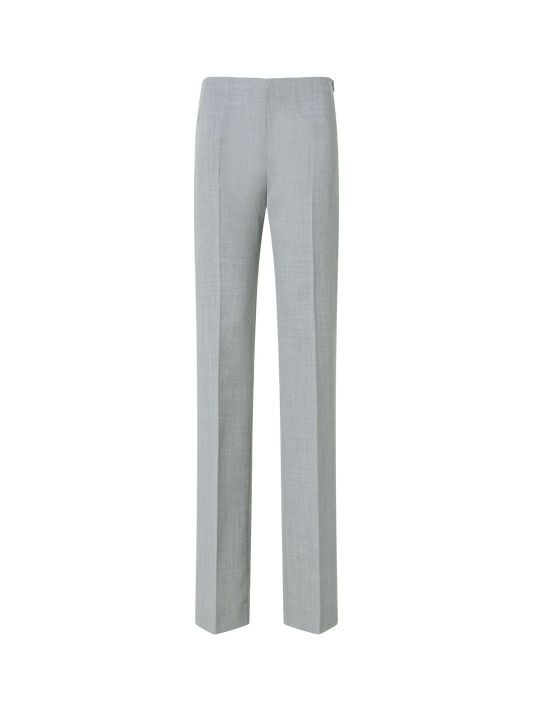 Designer Straight Wool Double-Face Pants - grey