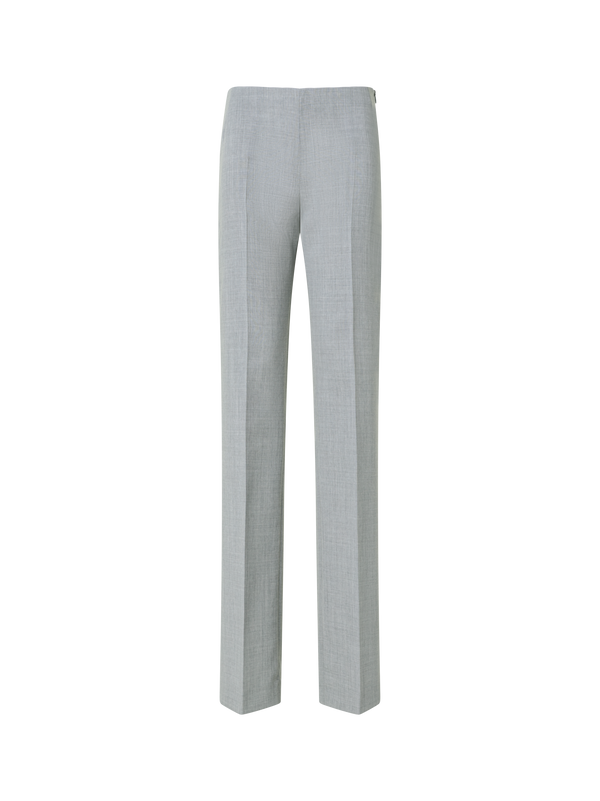 Designer Straight Wool Double-Face Pants - grey
