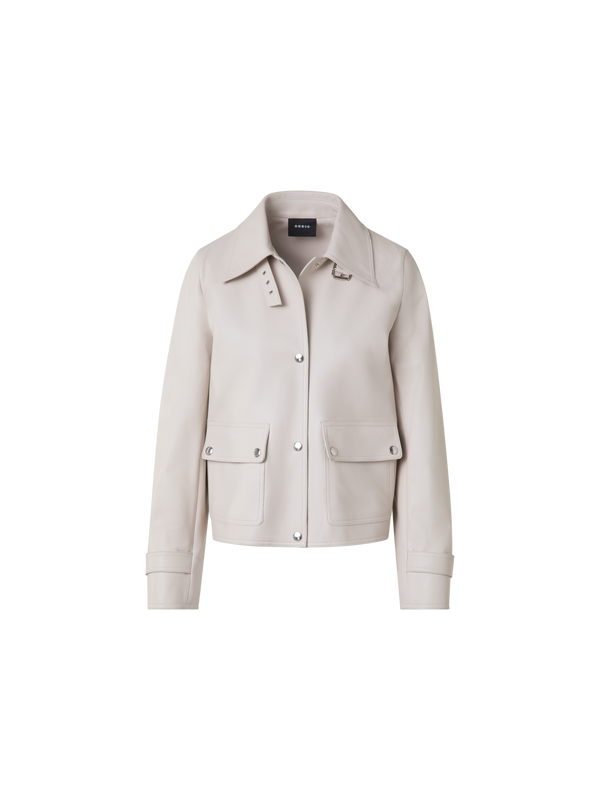 Designer Blouson Leather Jacket - neutral - grey - beige