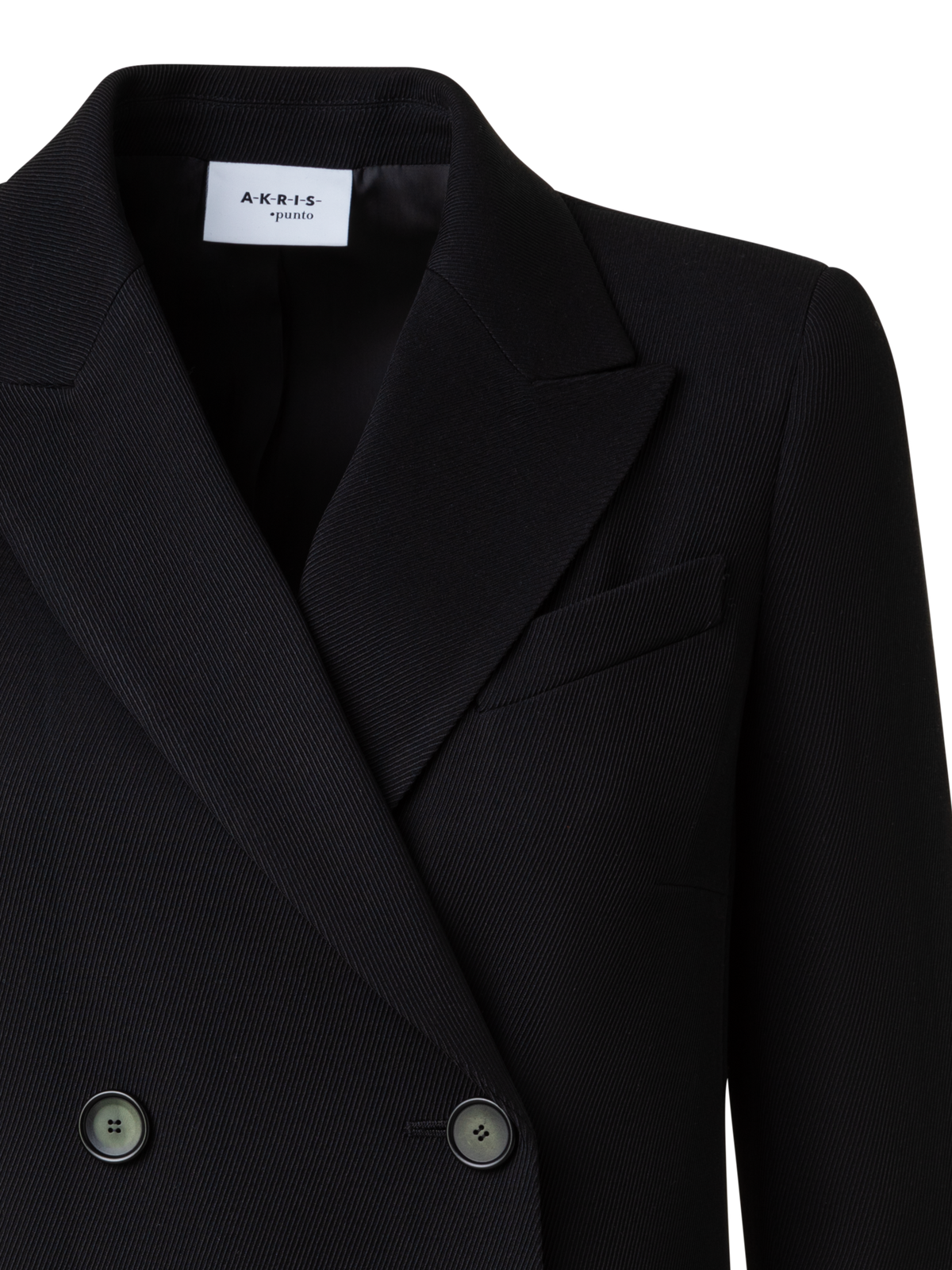 Designer Wool Tricotine Double-Breasted Jacket - black