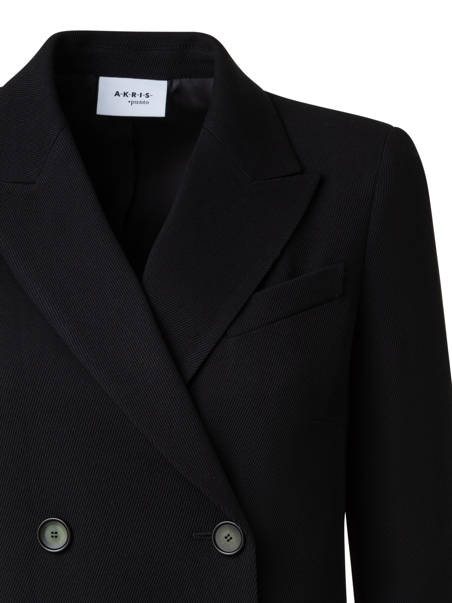 Designer Wool Tricotine Double-Breasted Jacket - black