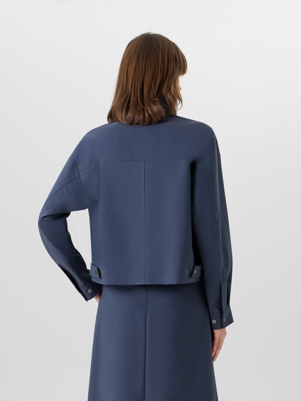 Designer Kamil Short Jacket in Cotton Double-Face - blue #editorial