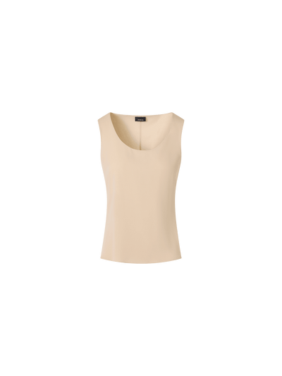 Designer Sleeveless Silk Georgette Tank Top - beige
