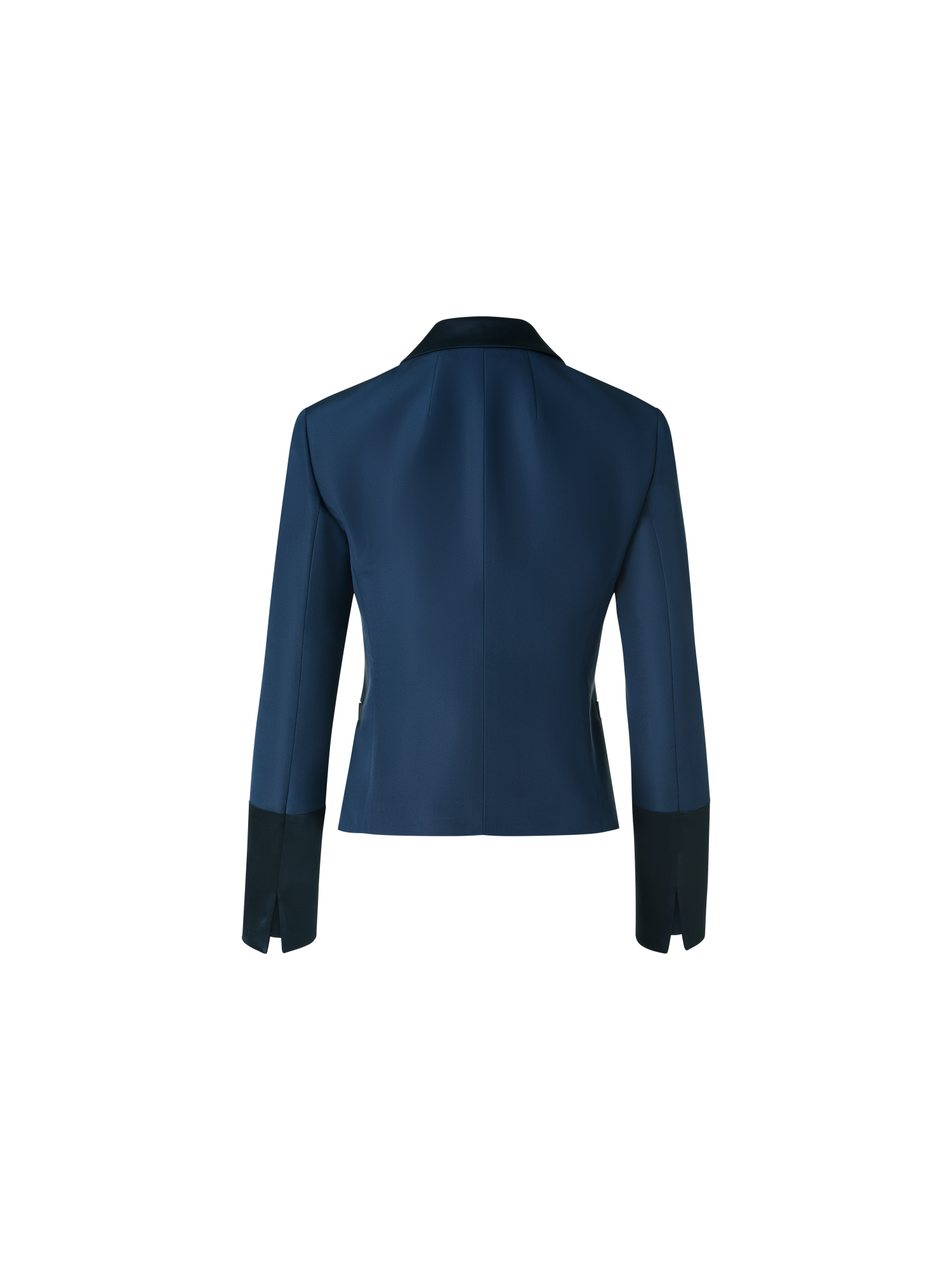 Designer Bi-Color Peak Lapel Ottoman Silk Jacket - neutral - navy - blue - multicolor