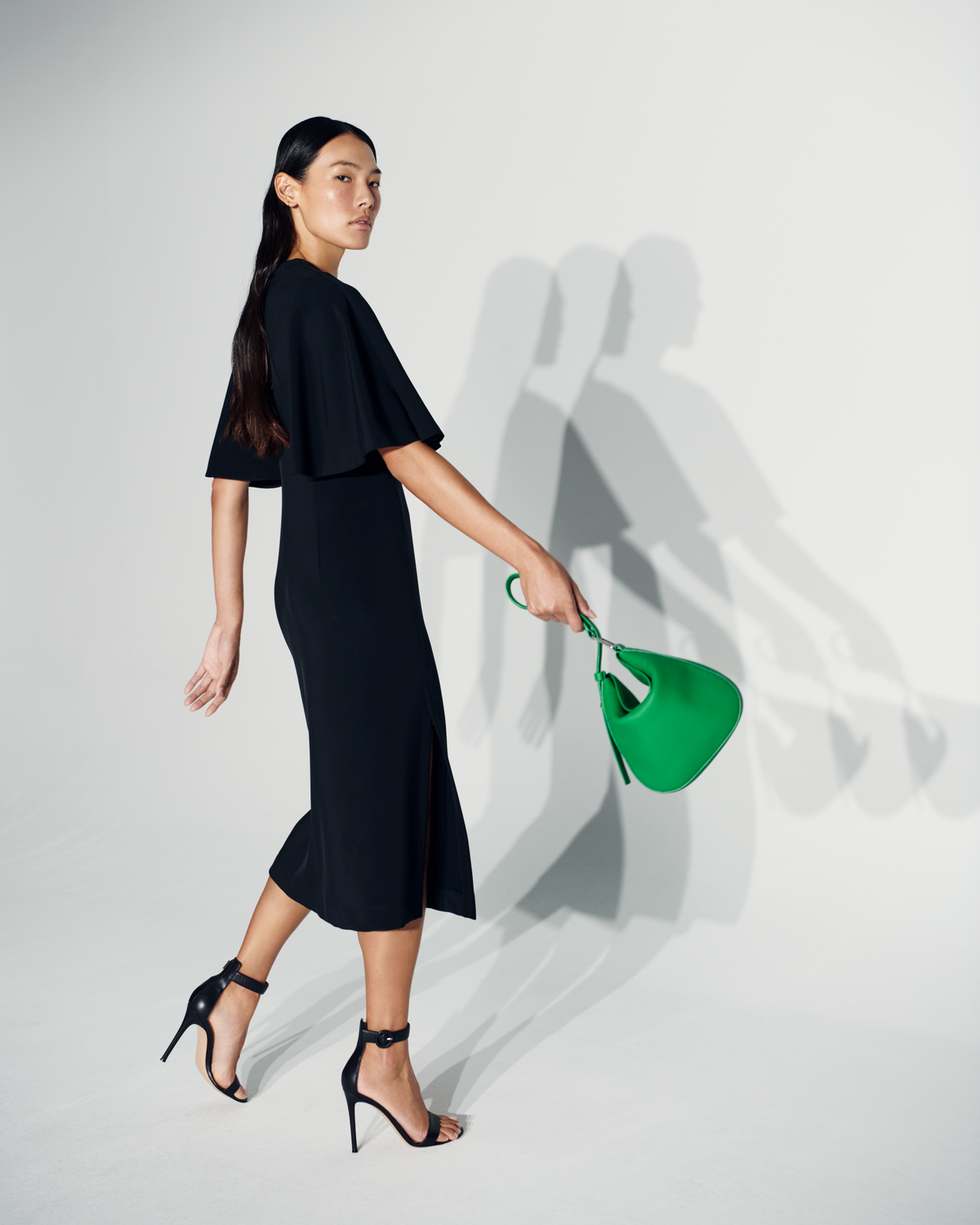 Designer Jersey Kimono Sleeves Dress - black #editorial