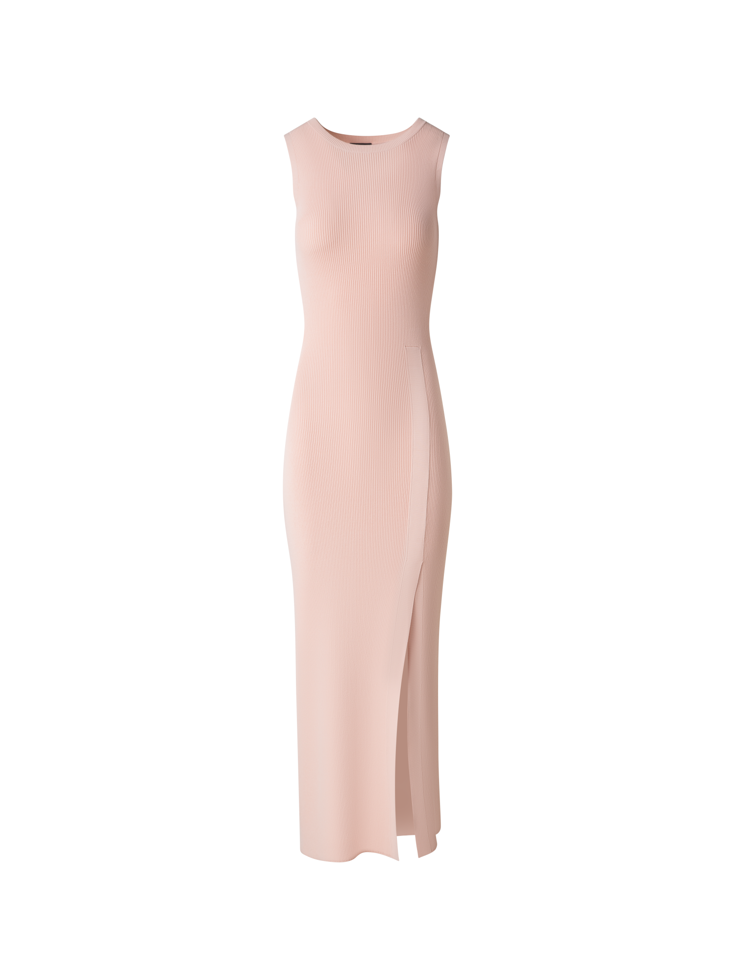 Designer Fitted Tube Knit Dress with Side Slit - pastel - pink