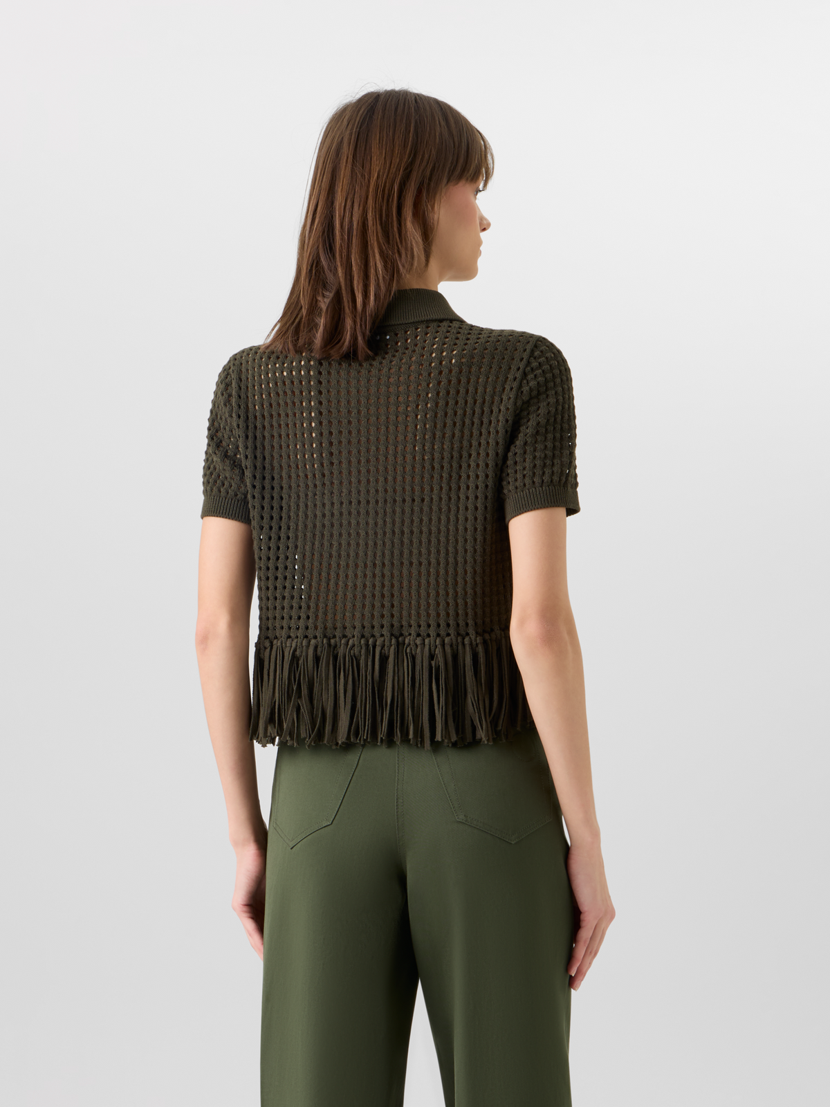 Designer Cooper Straight Wide-Leg Pants in Cotton Gabardine - green #editorial