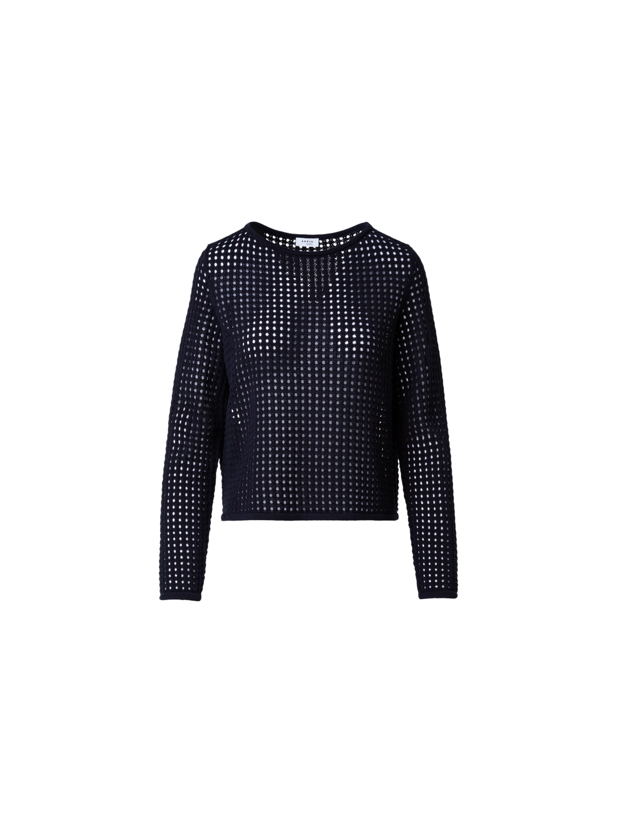 Designer Knit Sweater in Chunky Cotton Mesh - navy - blue