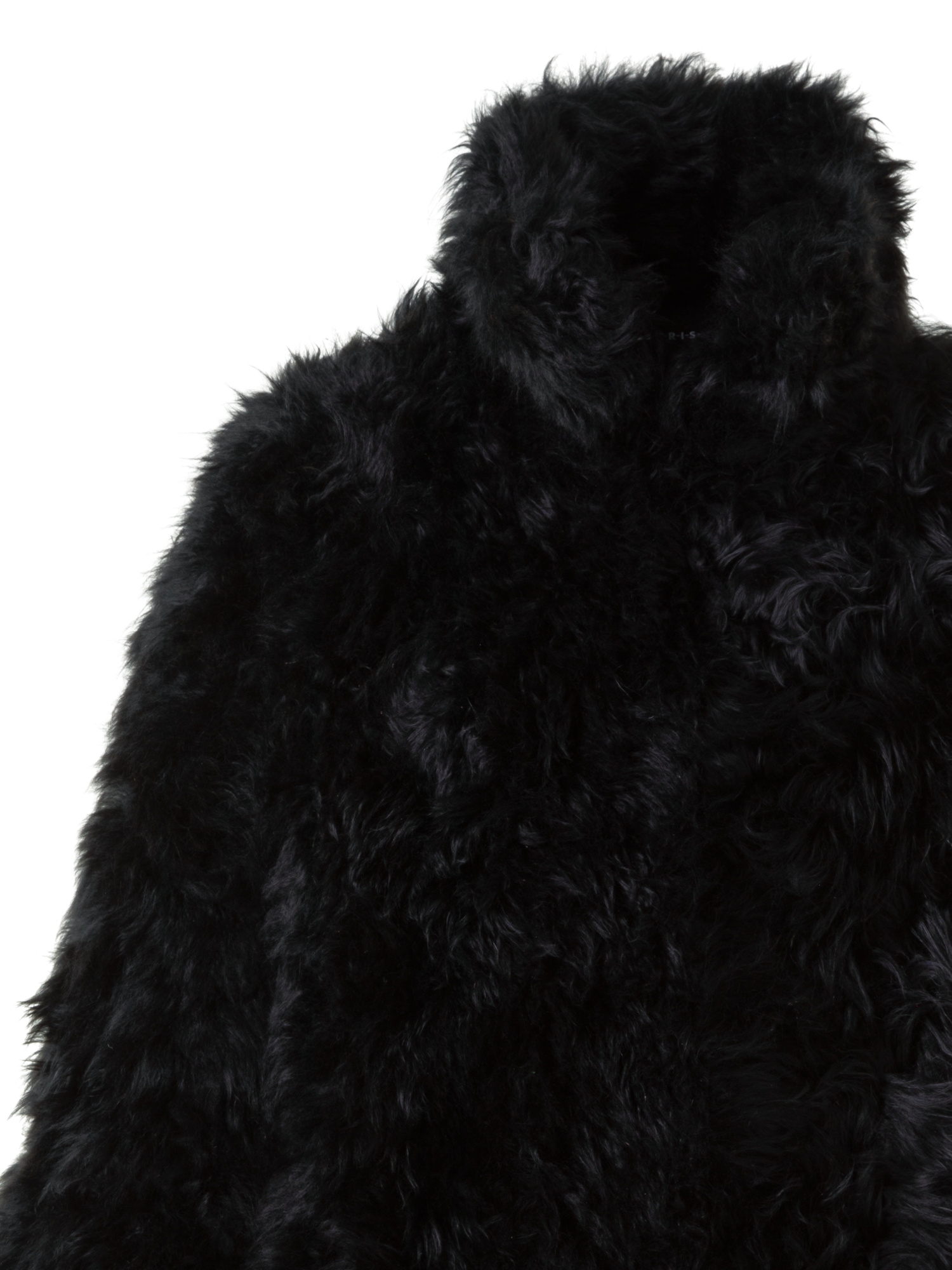 Designer Boxy Bracelet Sleeve Shearling Jacket - black - neutral