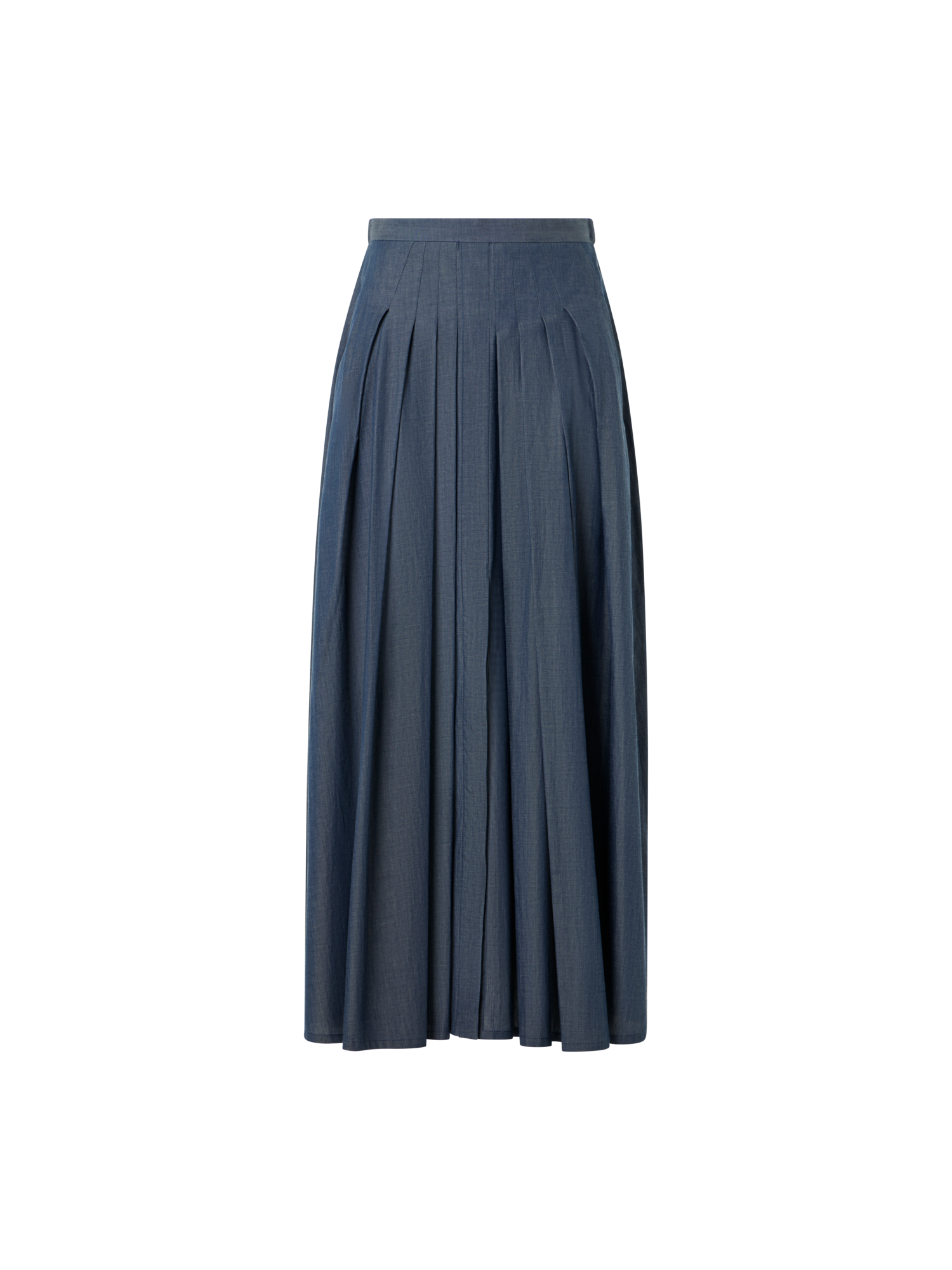 Designer Sea Island Cotton Midi Skirt - blue