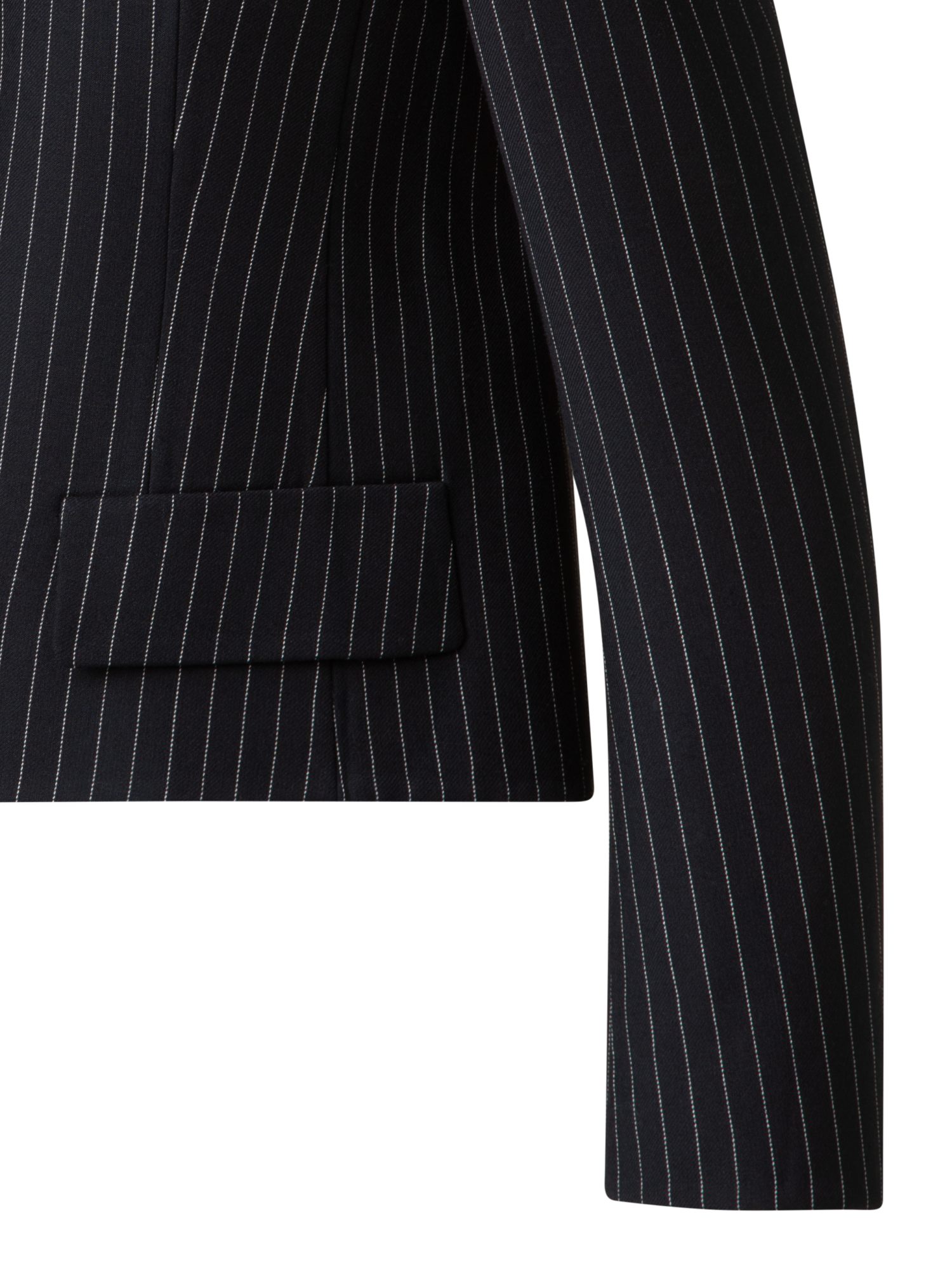 Designer Cropped Boxy Jacket with Pinstripes - grey