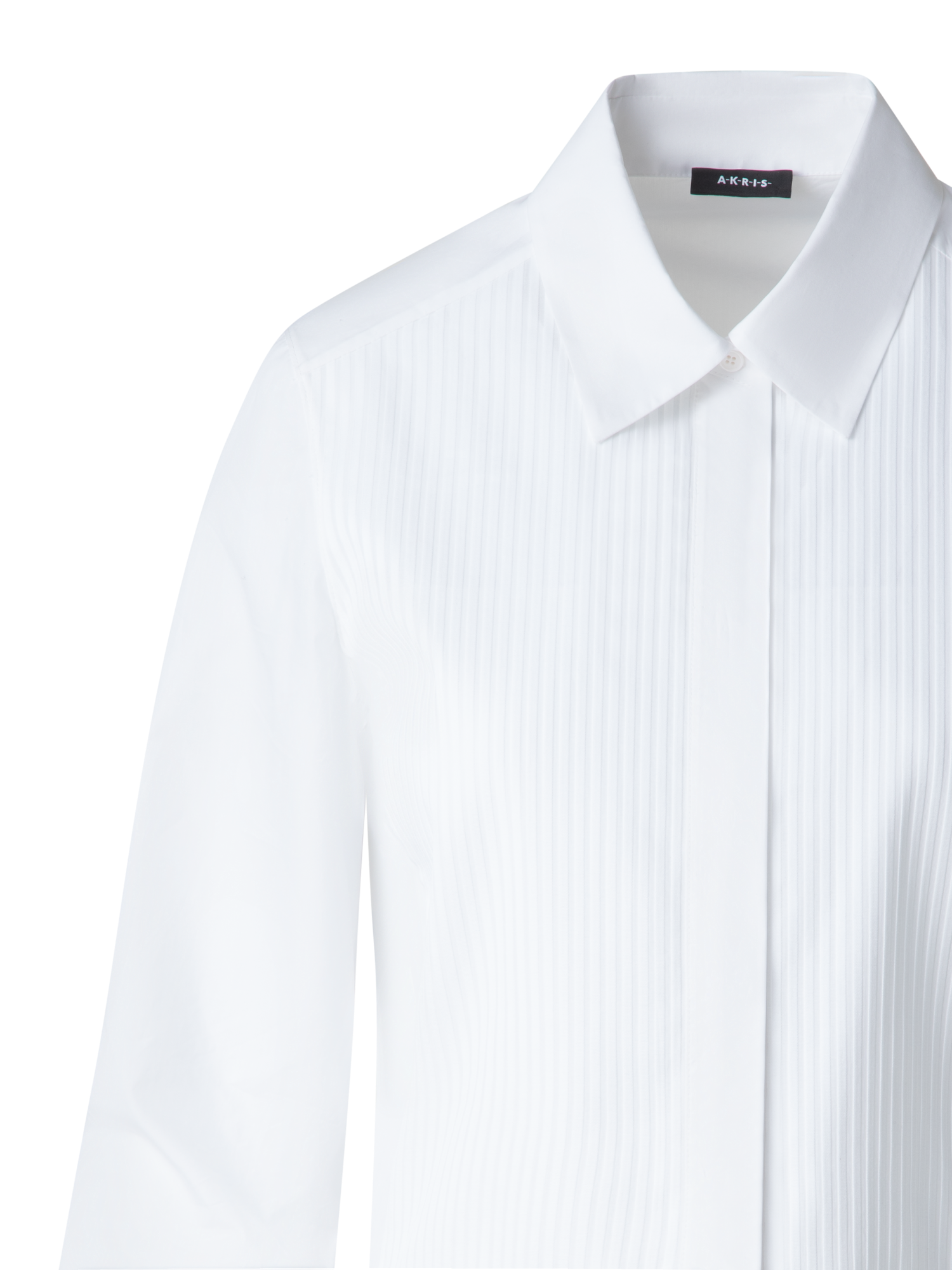 Designer Cropped Pleated Cotton Blouse - neutral - white